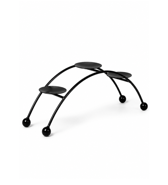 kadzidło i Czarny Metalowy Świecznik Łuk z 3 Podstawkami 31cm