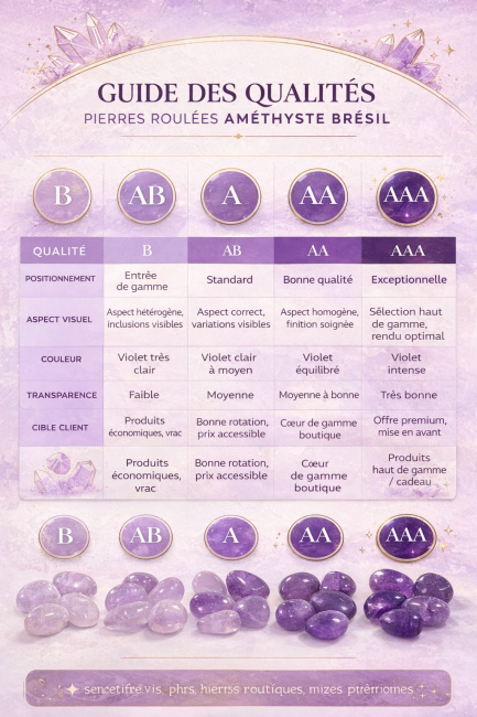 kadzidło i Ametyst Brazylijski AAA – Kamienie Bębnowane 250g|pl