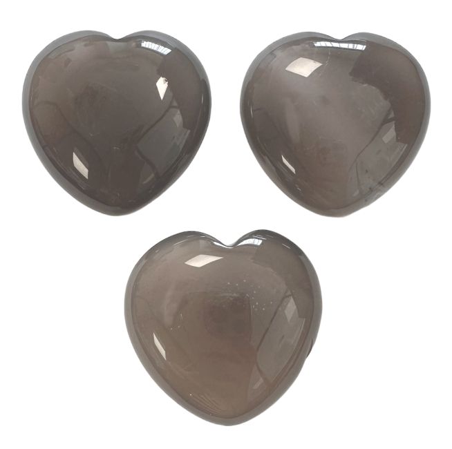 Coeur en Agate Grise 30mm x3