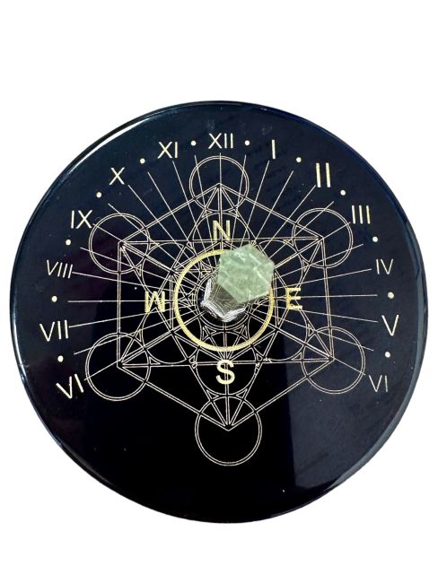 Plakietka z czarnego onyksu Metatron z kryształem górskim 8cm