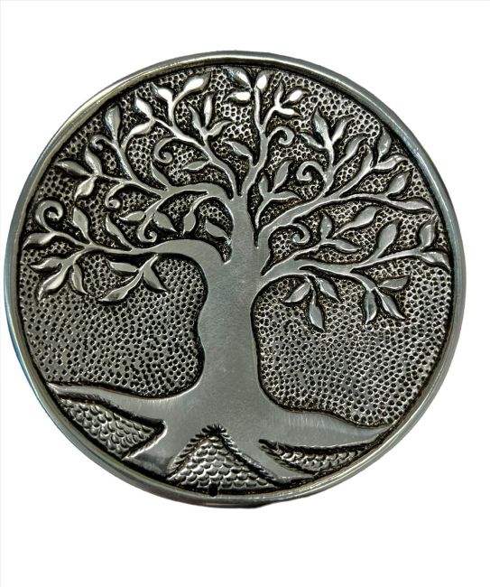 Uchwyt na kadzidło Okrągły metalowy relief Drzewo życia 12,5 cm
