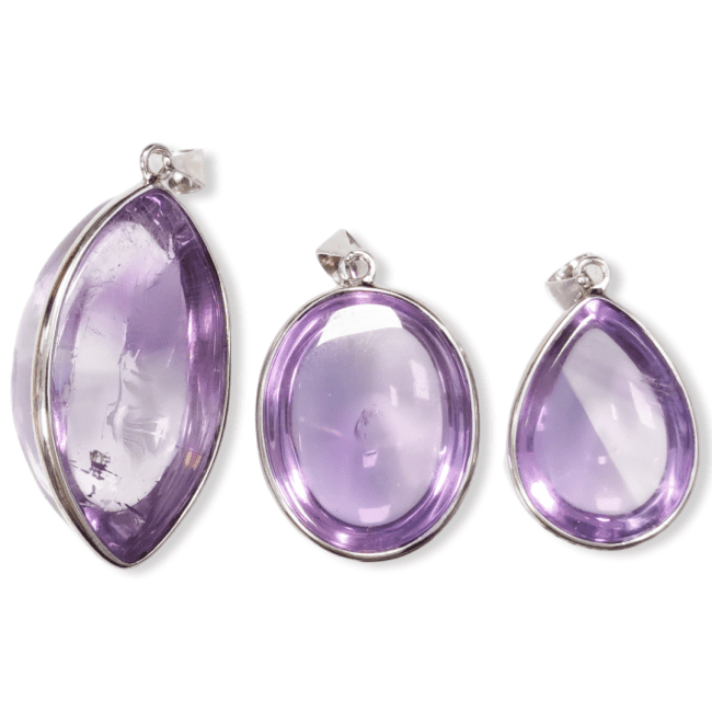 Pendentif Argent 925 Amethyste AAA  3 pièces 16.13g