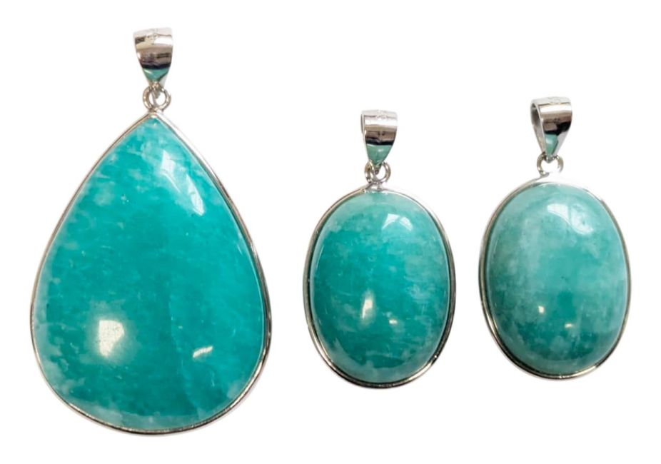 Wisiorek ze srebra próby 925 Amazonit AA+ 3 sztuki 15,62 g