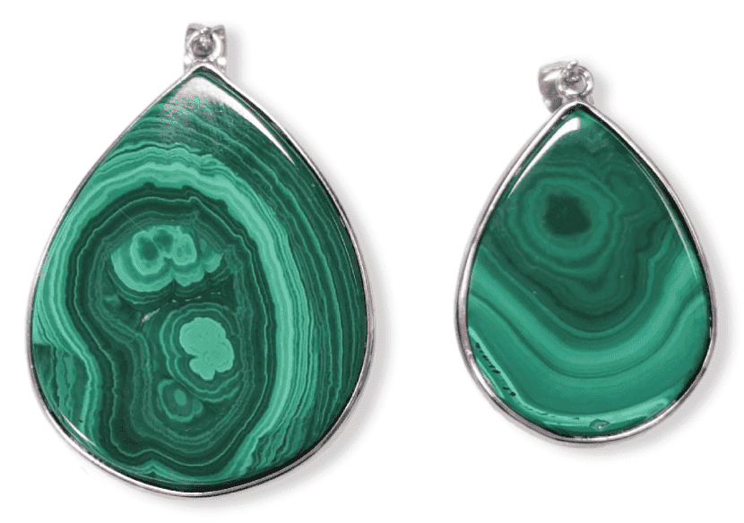 Pendentif Argent 925 Malachite AA  2 pièces 22.85g