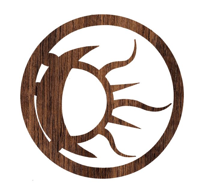 Drewniany znak słońca i księżyca