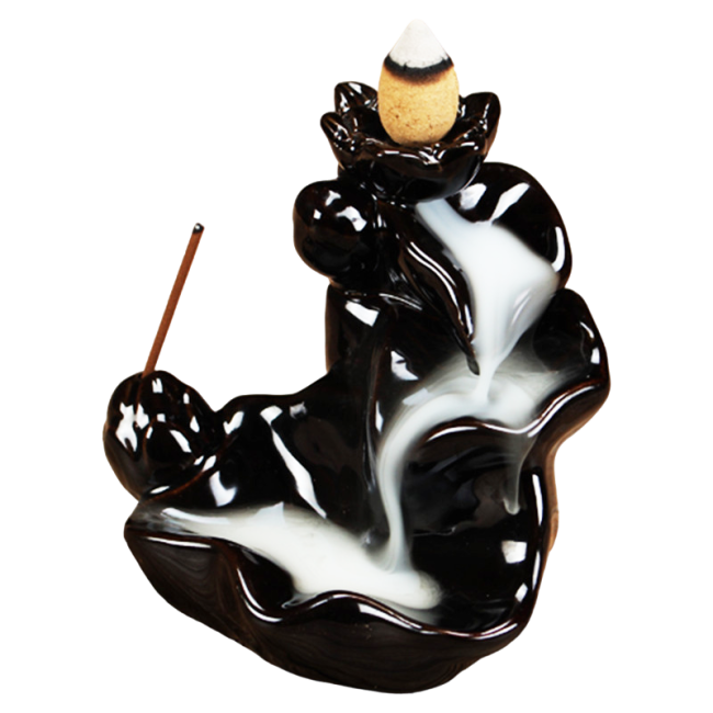 Uchwyt na Kadzidełka Blackflow Czarny Ceramiczna kaskada aromatów 8,5cm