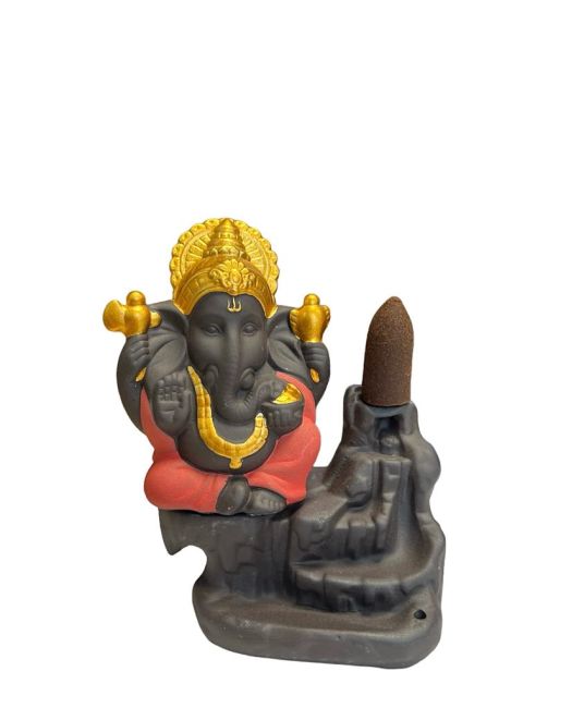 Uchwyt na kadzidło Ganesh z przepływem zwrotnym czerwono-złoty 11cm