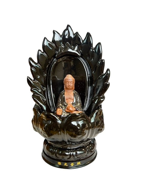 Uchwyt na kadzidło z przepływem zwrotnym Ceramiczny Budda Kwiat Lotosu 22 cm