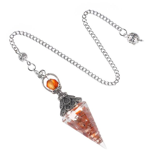 Sześciokątne wahadło z orgonitu karneolowego