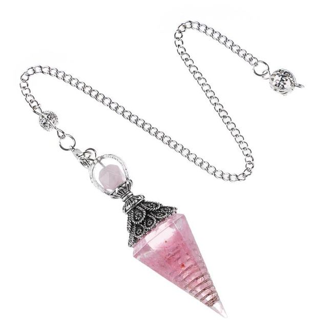 Wahadło orgonitowe z kwarcu różowego o 6 twarzach