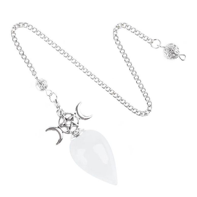 Wahadło wróżbiarskie Pentagram potrójny księżyc kryształ górski