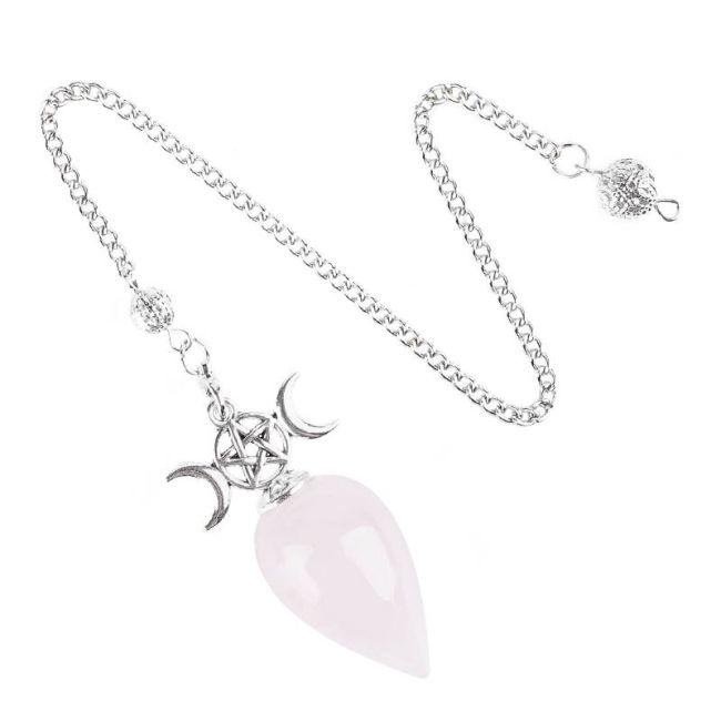 Wahadło wróżbiarskie Pentagram Potrójny Księżyc Kwarc różowy