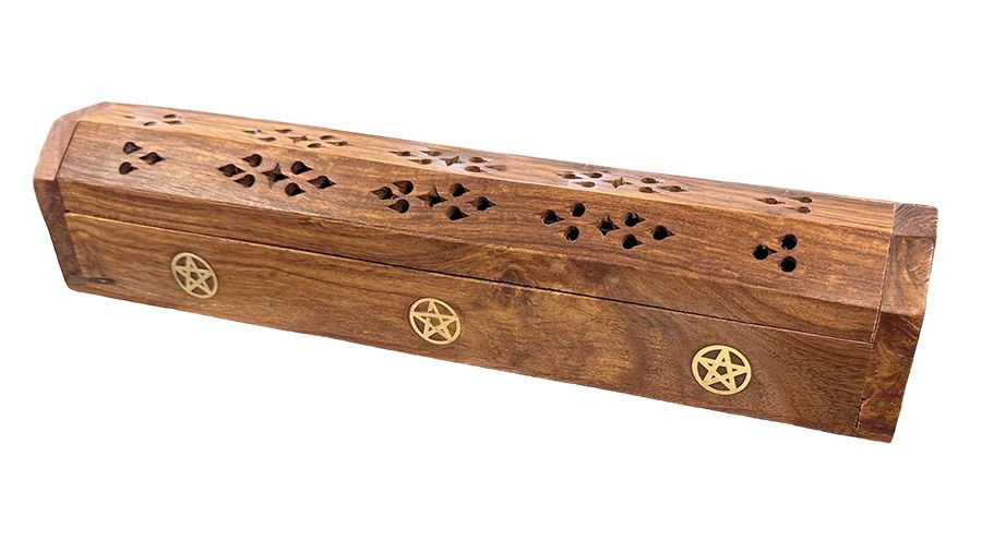 Uchwyt na kadzidło Pudełko z drewna sheesham Pentagram 30cm x2