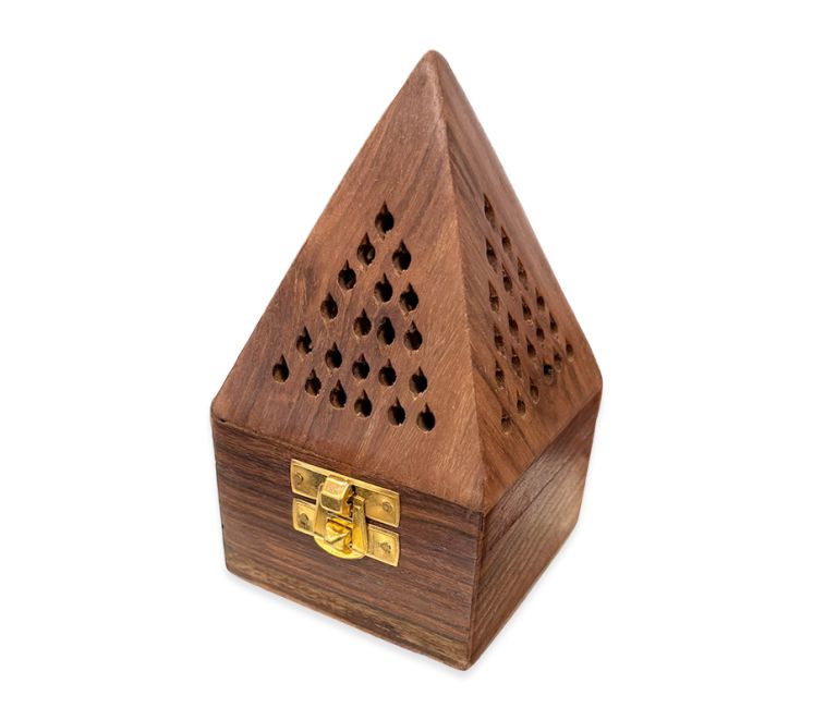 Uchwyt na kadzidełko w kształcie piramidy Pudełko z drewna sheesham 13 cm
