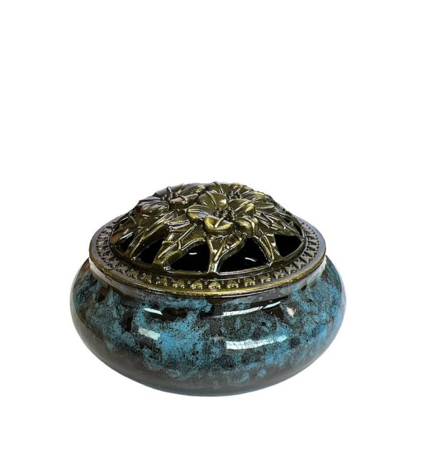 Ceramiczny uchwyt na kadzidełko w kolorze czarno-niebieskim 10cm