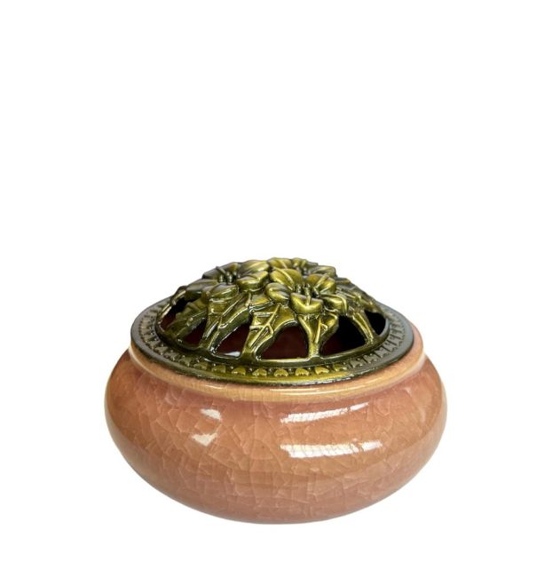 Ceramiczny uchwyt na kadzidełko w kolorze brzoskwiniowym 10 cm