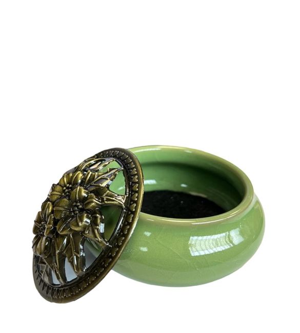 Zielony ceramiczny uchwyt na kadzidełko 10cm