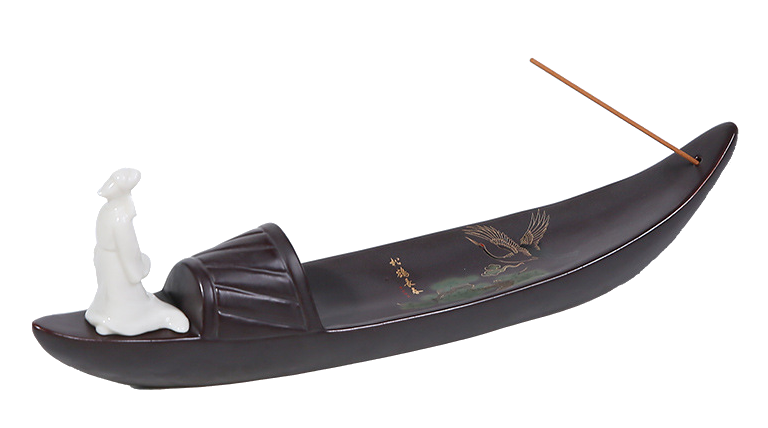 Ceramiczny uchwyt na kadzidło z chińskiej łódki 28 cm