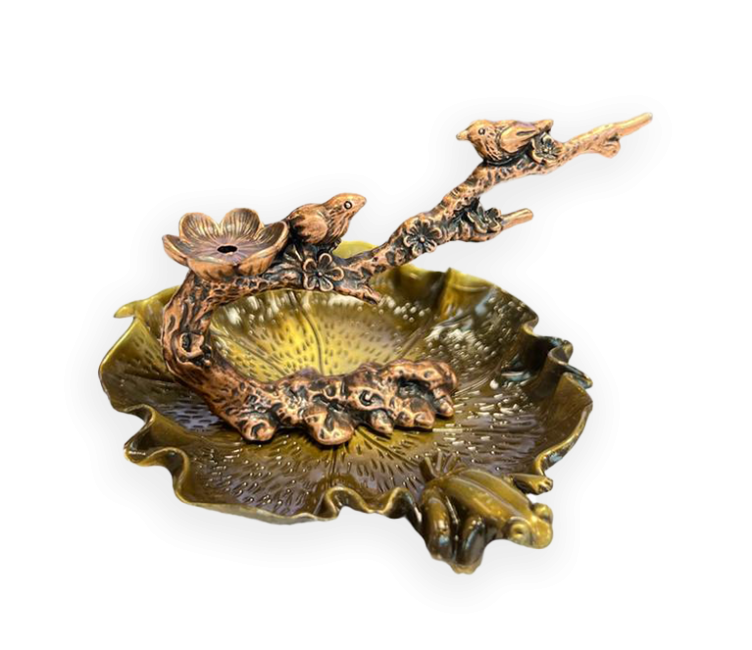 Uchwyt na kadzidło z przepływem zwrotnym Metal Japońska żaba stawowa Brąz