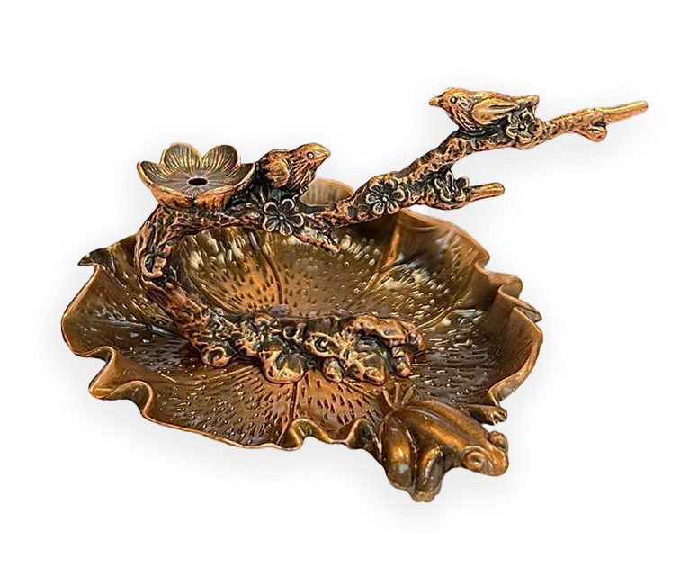 Uchwyt na kadzidło z przepływem zwrotnym Metalowa japońska żaba stawowa Miedź