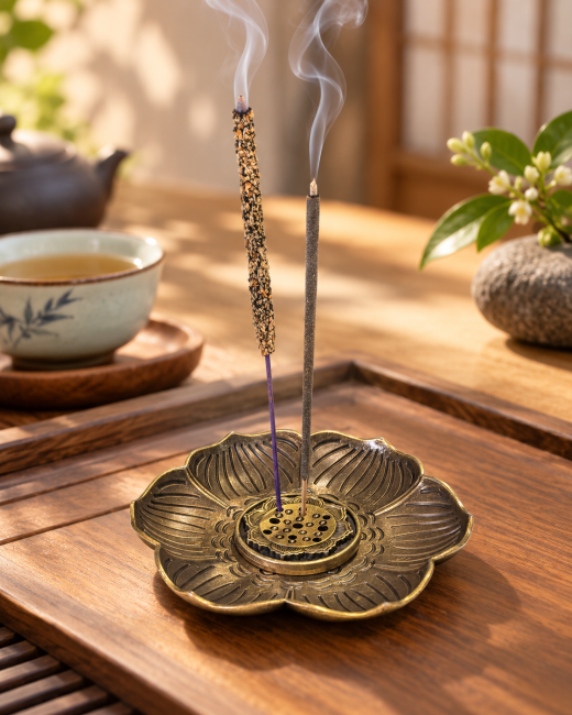 kadzidło i Metalowy uchwyt na kadzidełko Lotus 8.5 cm|pl