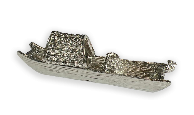 Metalowy stojak na kadzidełko w kształcie łódki, srebrny 9,5 cm