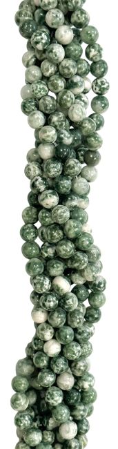 Koraliki z zielonego jadeitu A o średnicy 6mm na druciku o długości 40cm