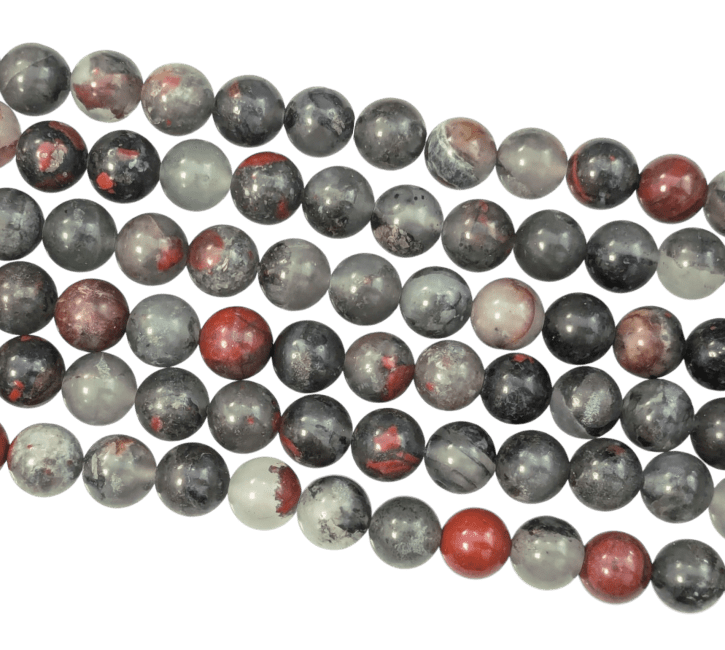 Sznur Okrągłych Koralików z Jaspisu Heliotropu Bloodstone A 10mm