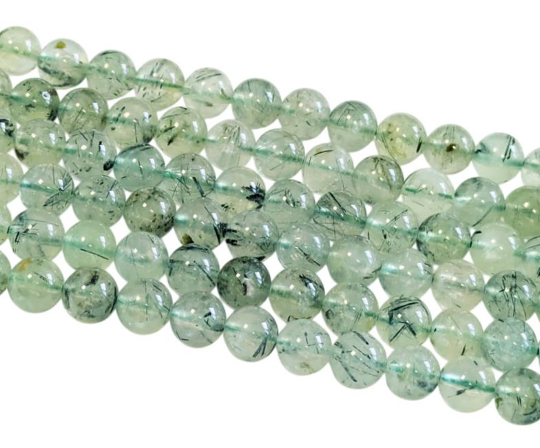 Koraliki Prehnite A o średnicy 8mm na drucie 40cm