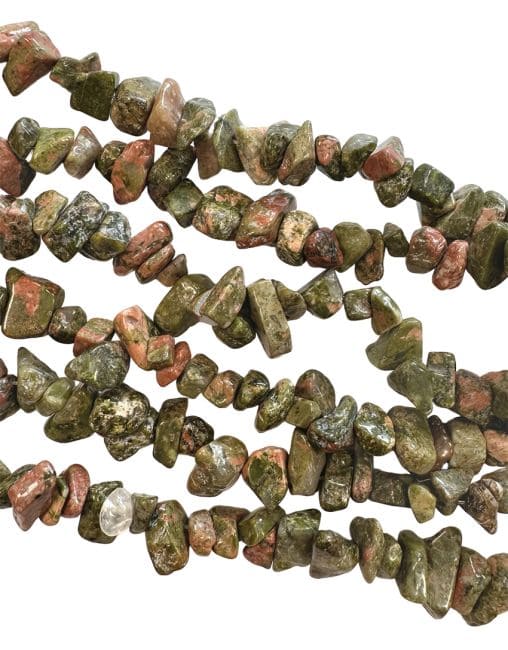 Chipsy Unakite 3-8mm na drucie 80cm