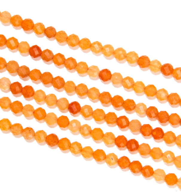Fasetowany pomarańczowy awenturyn Koraliki o średnicy 3 mm na drucie o długości 40 cm