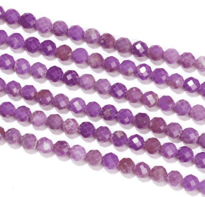 Koraliki Lepidolite Mica Mauve Faceted AA 3 mm na drucie 40 cm