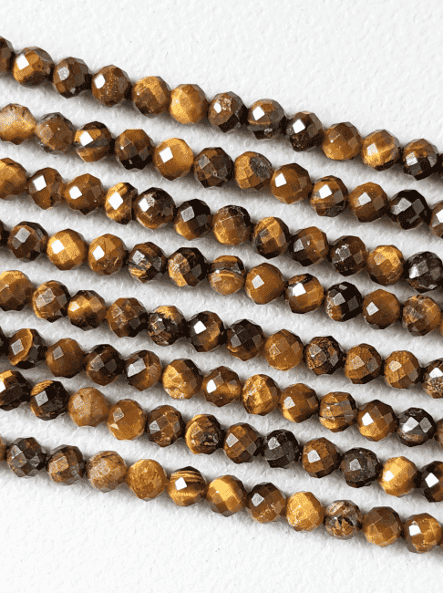 kadzidło i Fasetowane koraliki Tiger Eye A+ 3-4mm na drucie 40cm
