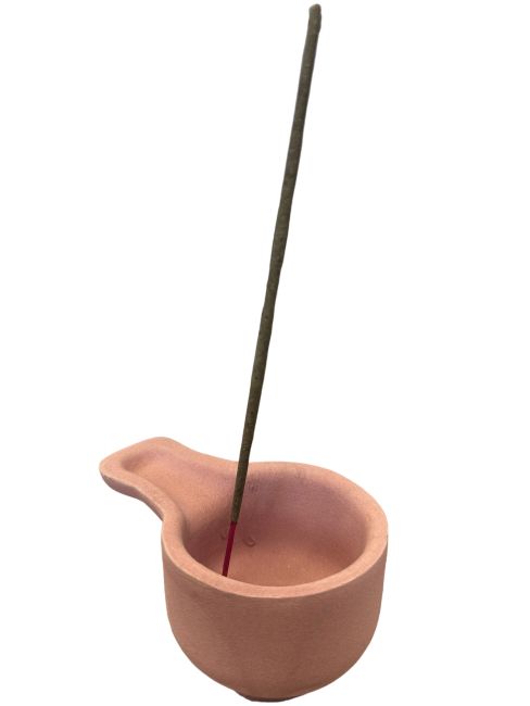 Fioletowy palnik z terakoty, wykonany ręcznie