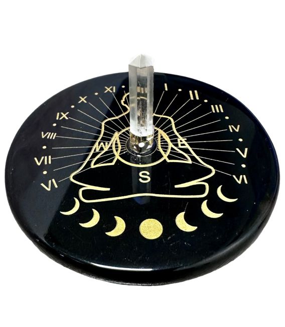 Plakietka z pentagramem z czarnego onyksu z kryształem górskim 8cm