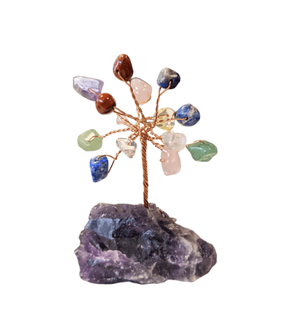 Arbre de Vie 7 Chakras sur Druse Amethyste 8cm 