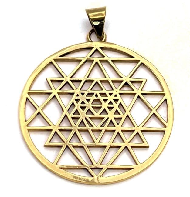 Wisiorek z brązową mandalą Sri Yantra 4cm