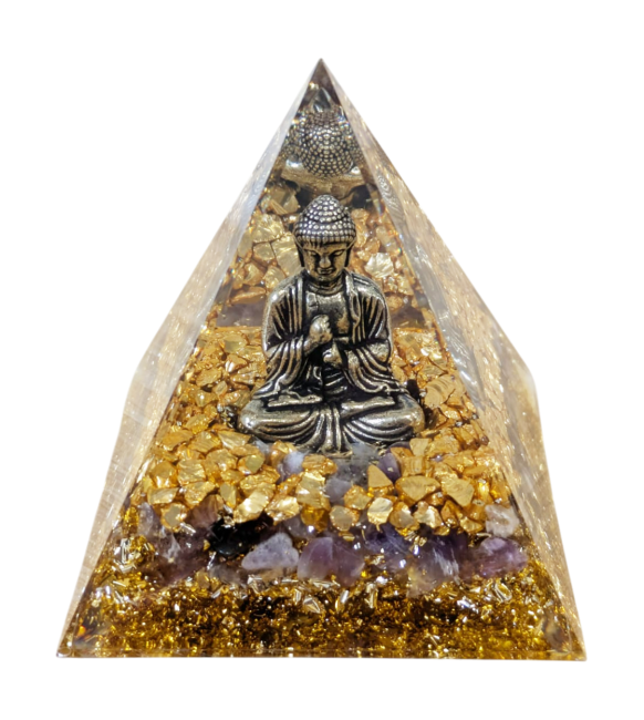 Piramida orgonitowa Budda + Ametyst