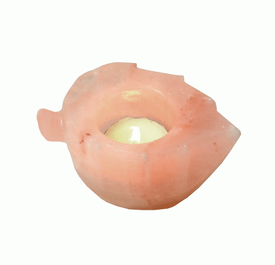 Świecznik z kryształkami soli naturalnej w kształcie liścia 400g