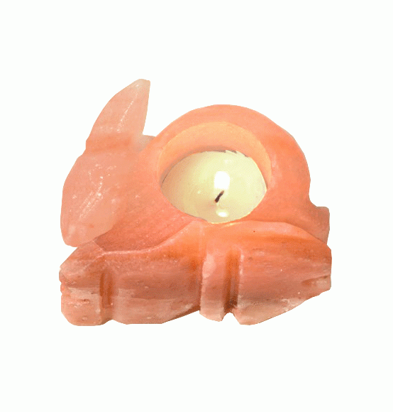 Świecznik z kryształu soli naturalnej w kształcie królika 500g