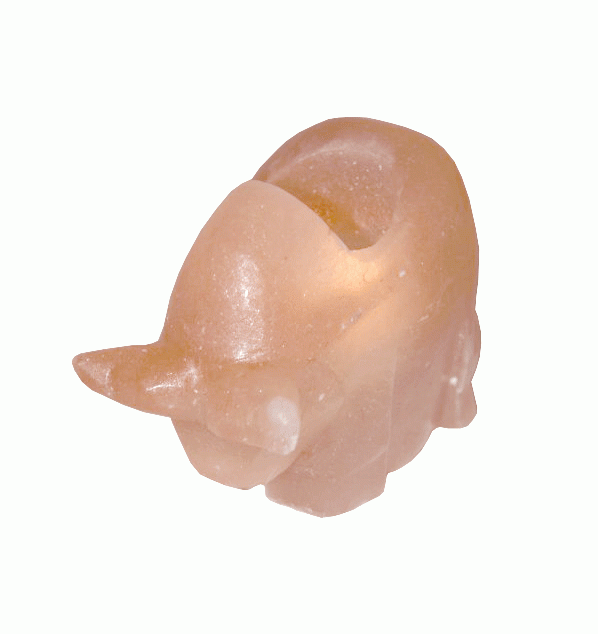 Świecznik z kryształu solnego, naturalny, z motywem byka, 1 kg