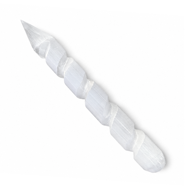 Spiralna Różdżka do Masażu z Selenitu 15cm 70g