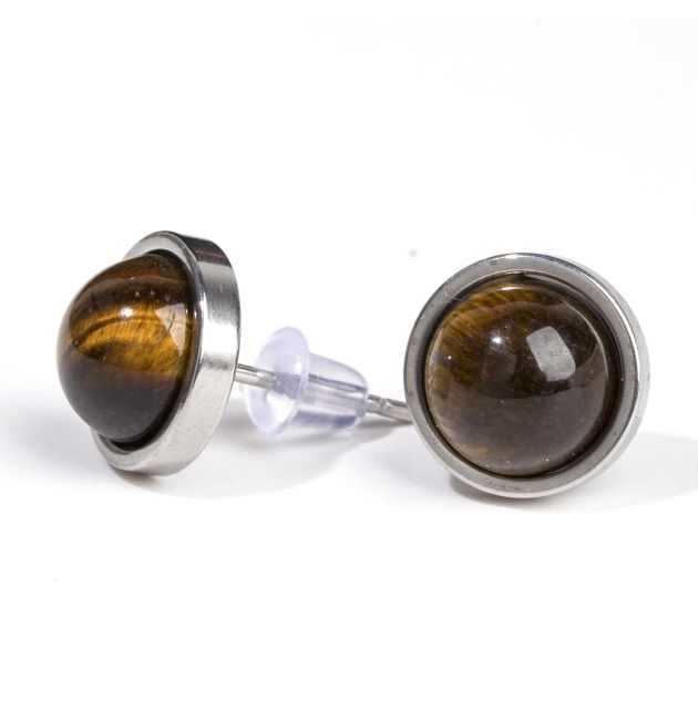 Okrągłe kolczyki w kształcie tygrysiego oka ze stali nierdzewnej 10 mm