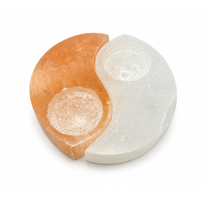 kadzidło i Świecznik Yin Yang z Selenitu 11cm 650g