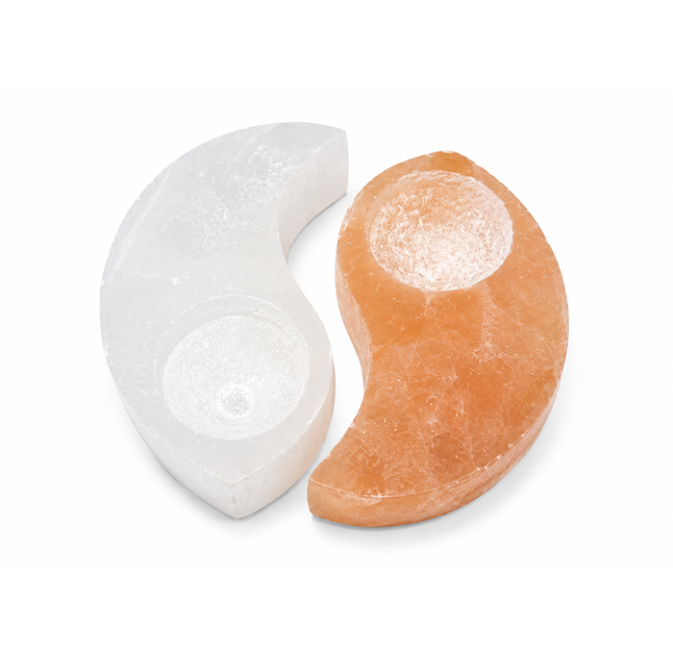 kadzidło i Świecznik Yin Yang z Selenitu 11cm 650g|pl