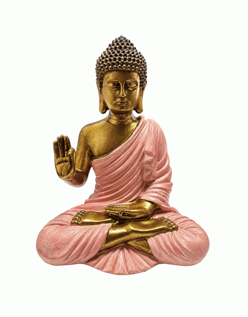 kadzidło i Różowo-złota figurka Buddy Abhaya z żywicy 31 cm
