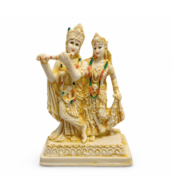 kadzidło i Figurka z Żywicy Radha Krishna Kość Słoniowa i Złoto 16,5cm