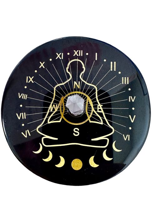 Plakietka z pentagramem z czarnego onyksu z kryształem górskim 8cm