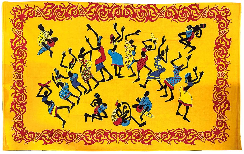 Gobelin z żółtymi tancerzami afrykańskimi