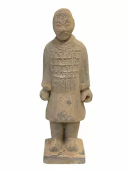 Antyczna kolorowa figurka rycerza z terakoty 20 cm